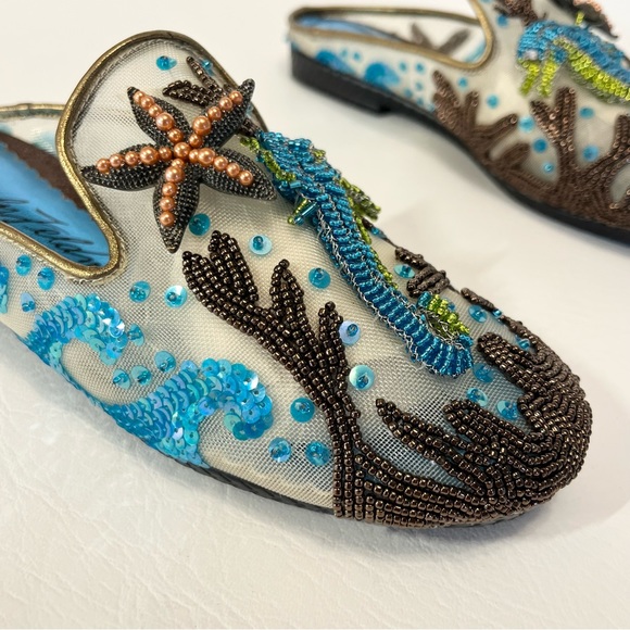 Beverly Feldman Beaded Sequin Shoes Seahorse Starfish Nautical Ocean Size 5.5 - Picture 8 of 13